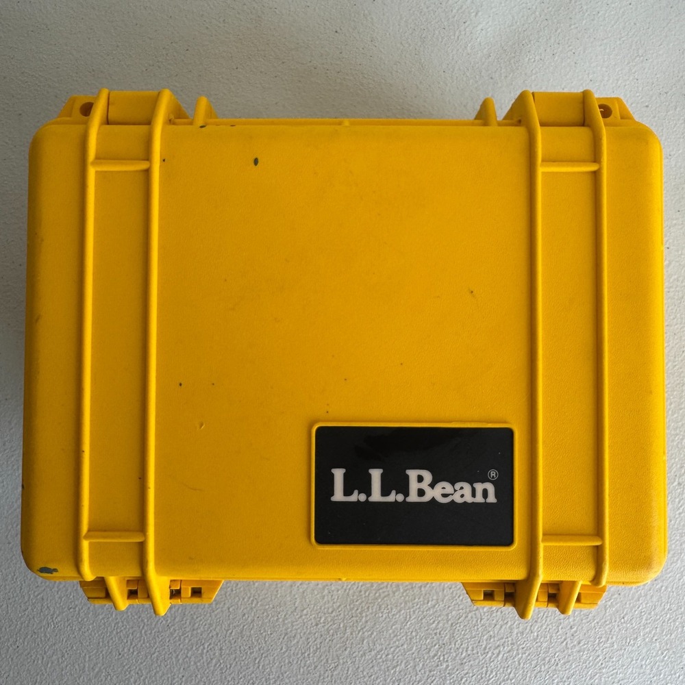 Vintage L.L. Bean Yellow Hard Plastic Protective Storage Case 8.5"x7" Latch 80s